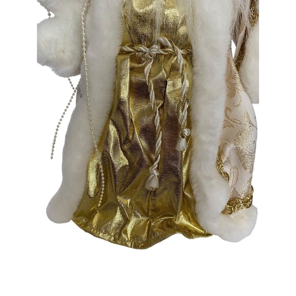 SANTA HOLDING PRESENTS CHRISTMAS TREE TOPPER IVORY & GOLD 12" TABLE DECORATION - Picture 3 of 7